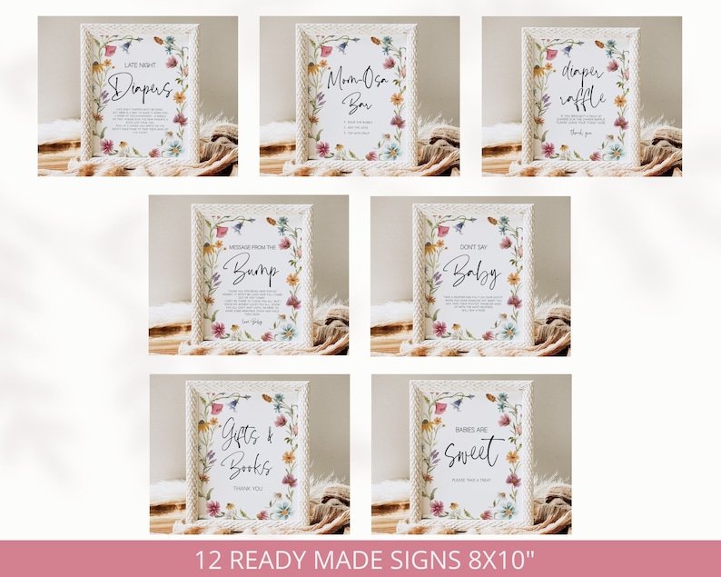 Wildflower babyshower uitnodigingsbundel, baby in bloei babyshower bundel, baby in bloei uitnodigen, wilde bloemen babyshower decor, uitnodiging afbeelding 5