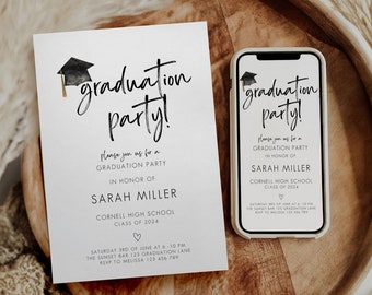 Graduation Party Invitation, Graduation Invitation Template, high School Graduation, Graduation Party Invite, Editable Template