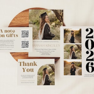 Invitación a la fiesta de graduación de 2026, Suite de graduación, Anuncio de graduación, Invitación de graduación, Fondo universitario, Plantilla de Canva