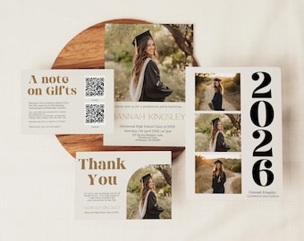 Invitación a la fiesta de graduación de 2026, Suite de graduación, Anuncio de graduación, Invitación de graduación, Fondo universitario, Plantilla de Canva
