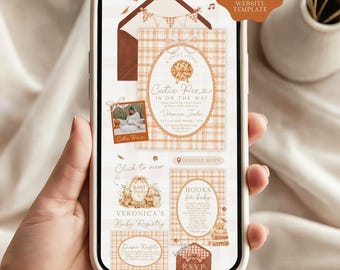 Cutie Pie Baby Shower Invitation Website, Pie Baby Shower, Canva Invitation Website Template (Digital Download)