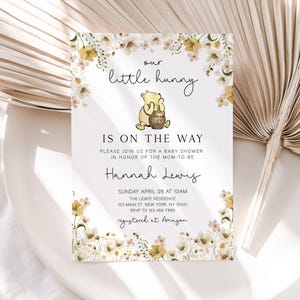 Little Hunny Baby Shower Invite, Classic Winnie the Pooh Baby Shower Invitation, Baby Shower Invitation, Pooh Baby Shower Invite, Template
