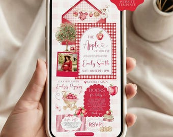 Apple Baby Shower Invitation Website, Apple Of Our Eye Baby Shower Website, Canva Invitation Website Template (Digital Download)