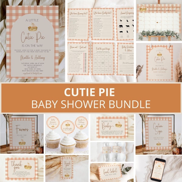 Cutie Pie Baby Shower Invitation Bundle, Cutie Pie Baby Shower Invite, Fall Baby shower, Pie Baby Shower Decor, Autumn Baby Shower, Template