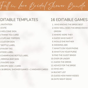 Fall in Love Bridal Shower Bundle, Fall Pumpkin Bridal Shower Invitation, Fall Bridal Shower, Bridal Shower Decor, EditableTemplate image 8