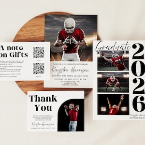 Class of 2026 Graduation Party Invitation, Graduation Suite, Graduation Announcement, Modern, Minimal, College Fund, Thank, Boy, Canva