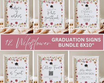 Wildflower Graduation Signs Bundle, Graduation Signs, Graduation Sweet Sign, Wildflower Graduation Party Decor, Editable Grad Sign Templates