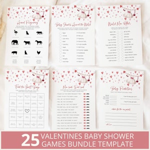 Valentine Dress Baby Shower Games Bundle, Hearts Baby Shower Games, Little Sweetheart Baby Shower, Red Baby Shower, Editable Games Bundle