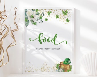 Editable St Patricks Food Sign Shamrock Food Sign St Patricks Birthday Decor St Patricks Party Decor Editable Template Printable