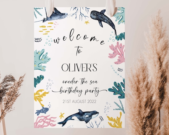 Oneder the Sea Welcome Sign, Ocean Birthday Sign, Under the Sea