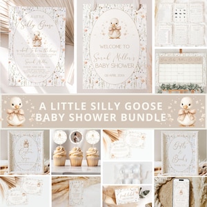 Little Silly Goose Baby Shower Invitation Bundle, Silly Goose Baby Shower Bundle, Goose Baby Shower Invite, Silly Goose Decor, Template