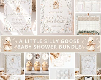 Little Silly Goose Baby Shower Invitation Bundle, Silly Goose Baby Shower Bundle, Goose Baby Shower Invite, Silly Goose Decor, Template