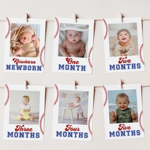 Rookie of the Year Photo Banner, Photo Cards, Monthly Photo, Baseball 1st Birthday Photo Cards, Baseball 1st Birthday Decor, Template