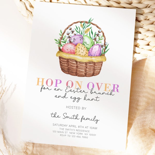 Easter Brunch Invitation, Easter Brunch Invite, Easter Invitation, Easter Egg Hunt Invitation, Editable, Instant  Download