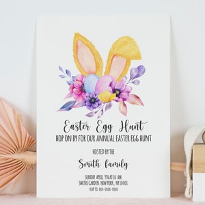 Easter Egg Hunt Invitation, Egg Hunt Invitation, Easter Party Invitation, Easter Bunny Invite, Easter Egg Invite, Editable Invitation