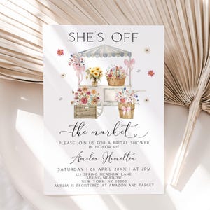 She&#39;s Off The Market Bridal Shower Invitation, Farmers Market Bridal Shower Invite, Off the Market Bridal Shower Invite, Canva Template