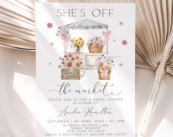 She's Off The Market Bridal Shower Invitation, Farmers Market Bridal Shower Invite, Off the Market Bridal Shower Invite, Canva Template