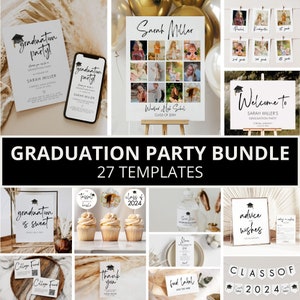 Graduation Invitation Bundle, Graduation Party Bundle, Grad Party Invite, Graduation Party Decor, High School Graduation, Template