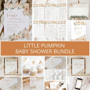 Little Pumpkin Baby Shower Bundle, Fall Pumpkin Baby Shower Invitation, Pumpkin Baby shower template, Pumpkin Baby Shower Decor