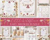 Little Wildflower Baby Shower Bundle, Spring Wildflower Baby Shower,Baby Shower Decorations, Dress Wildflower Invite, Canva Templates