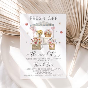 Fresh Off The Market Bridal Shower Invitation, Farmers Market Bridal Shower Invite, Off the Market Bridal Shower Invite, Canva Template