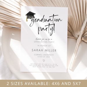 Graduation Party Invitation, Graduation Invitation Template, high School Graduation, Graduation Party Invite, Editable Template 画像 2