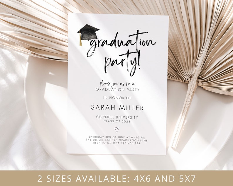 Graduation Party Invitation, Graduation Invitation Template, high School Graduation, Graduation Party Invite, Editable Template 画像 2