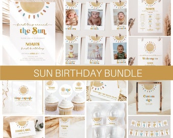 Erste Reise um die Sonne Bundle, Sunshine Geburtstagspaket, Sun Birthday Einladungspaket, Sunshine 1. Geburtstagseinladung, Junge 1. Geburtstag