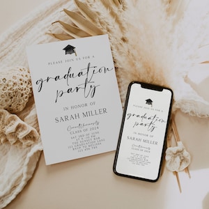 Graduation Party Invitation, Graduation Invitation Template, high School Graduation, Graduation Party Invite, Editable Template