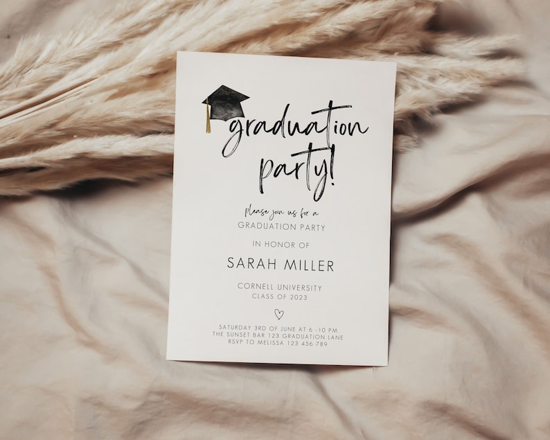 Graduation Party Invitation, Graduation Invitation Template, high School Graduation, Graduation Party Invite, Editable Template 画像 1