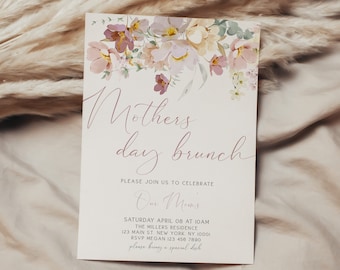 Mothers Day Invitation, Mothers day Brunch Invitation, Mothers Day Brunch Invite, Mothers Day Invite, Editable Instant Download Template