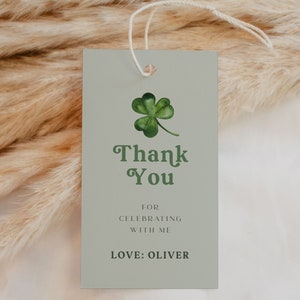 Editable St Patricks Birthday Favor, Lucky One Tag Printable, St. Patrick&#39;s Tag Printable, Shamrock gift tag, Editable Template