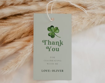 Bewerkbare St Patricks verjaardag gunst, Lucky One Tag afdrukbaar, St. Patrick's Tag afdrukbaar, Shamrock cadeau tag, bewerkbare sjabloon