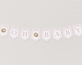 A Baby is Brewing Baby Shower Banner Template, Pink Baby is Brewing, Coffee Baby Shower, Girl, 5x7", Canva Template