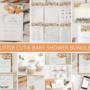 Little Cutie Baby Shower Invitation Bundle, Cutie Baby Shower Bundle, Invito Baby Shower Arancione, Baby Shower Agrumi, Modello Modificabile