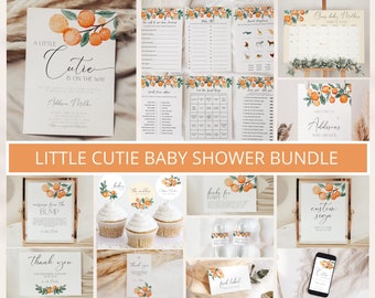 Bundle d'Invitation pour baby shower, petite fille mignonne, faire-part de baby shower orange, baby shower d'agrumes, modèle modifiable