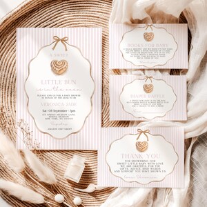 Rosa bulle i ugnen babyshowerpaket, randigt, bulltema, duschdekorationer, flickabebis bild 9