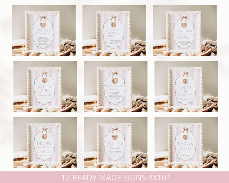 Rosa bulle i ugnen babyshowerpaket, randigt, bulltema, duschdekorationer, flickabebis bild 5