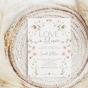 Love in Bloom Bridal Shower Invitation, Pastel Wildflower Bridal Shower Invite, Spring Bridal Shower Invite, Floral Bridal Shower, Template