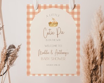 Cutie Pie Baby Shower Welcome Sign, Cutie Pie Baby Shower Decorations, Pie Baby Shower Decor, Fall Baby Shower Decor, Gingham,Template