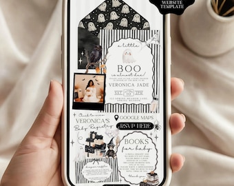 A Little Boo is Almost Due Baby Shower Invitation Website, Little Boo Baby Shower, Halloween, Canva Website Template (Digital Download)