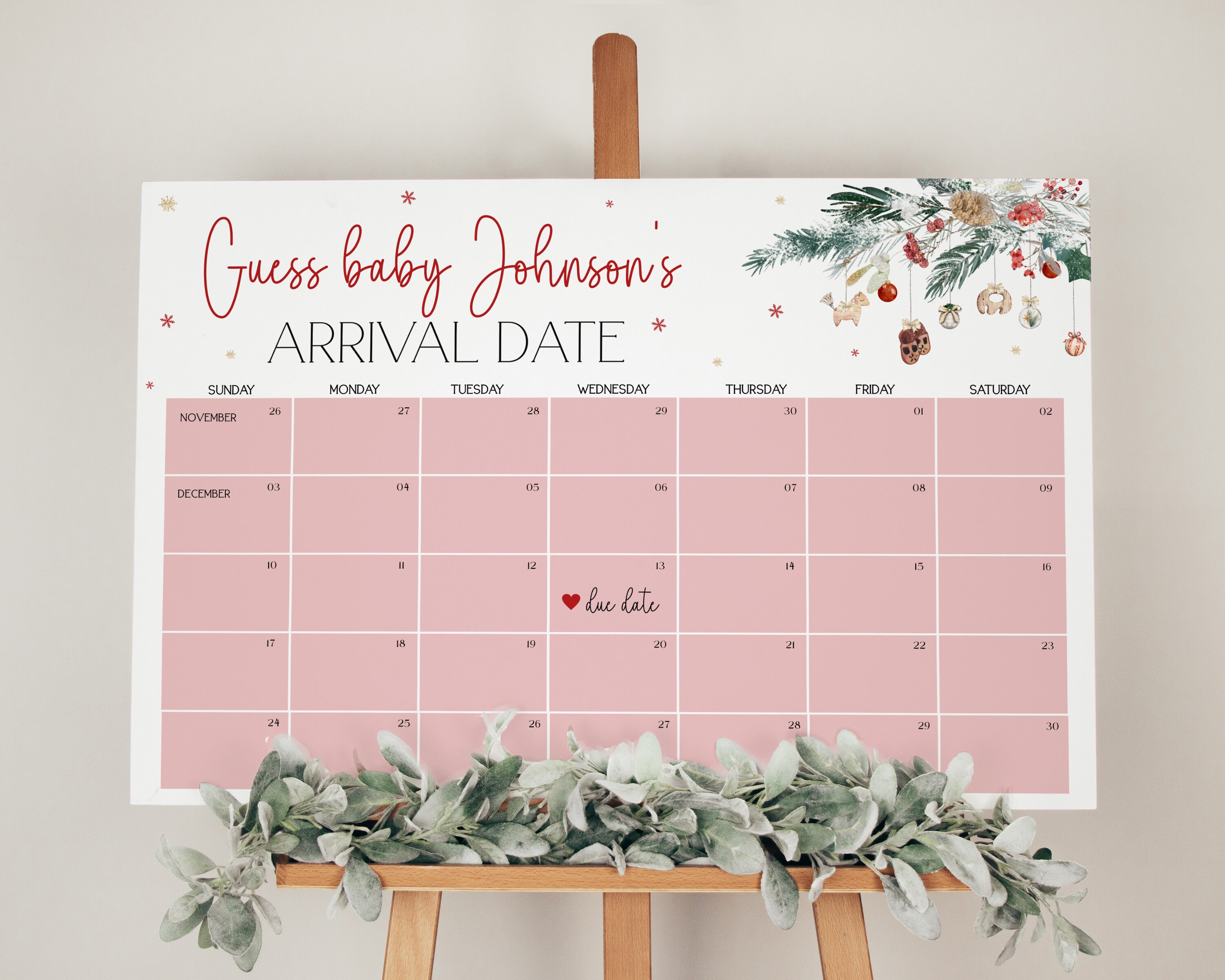 EVERLEIGH Guess the Arrival Date Baby Shower 16x20 Foam Board