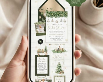 Merry Little Baby Shower Invitation Website, Website Template, RSVP Invitation, Christmas Digital Invite (Digital Download)