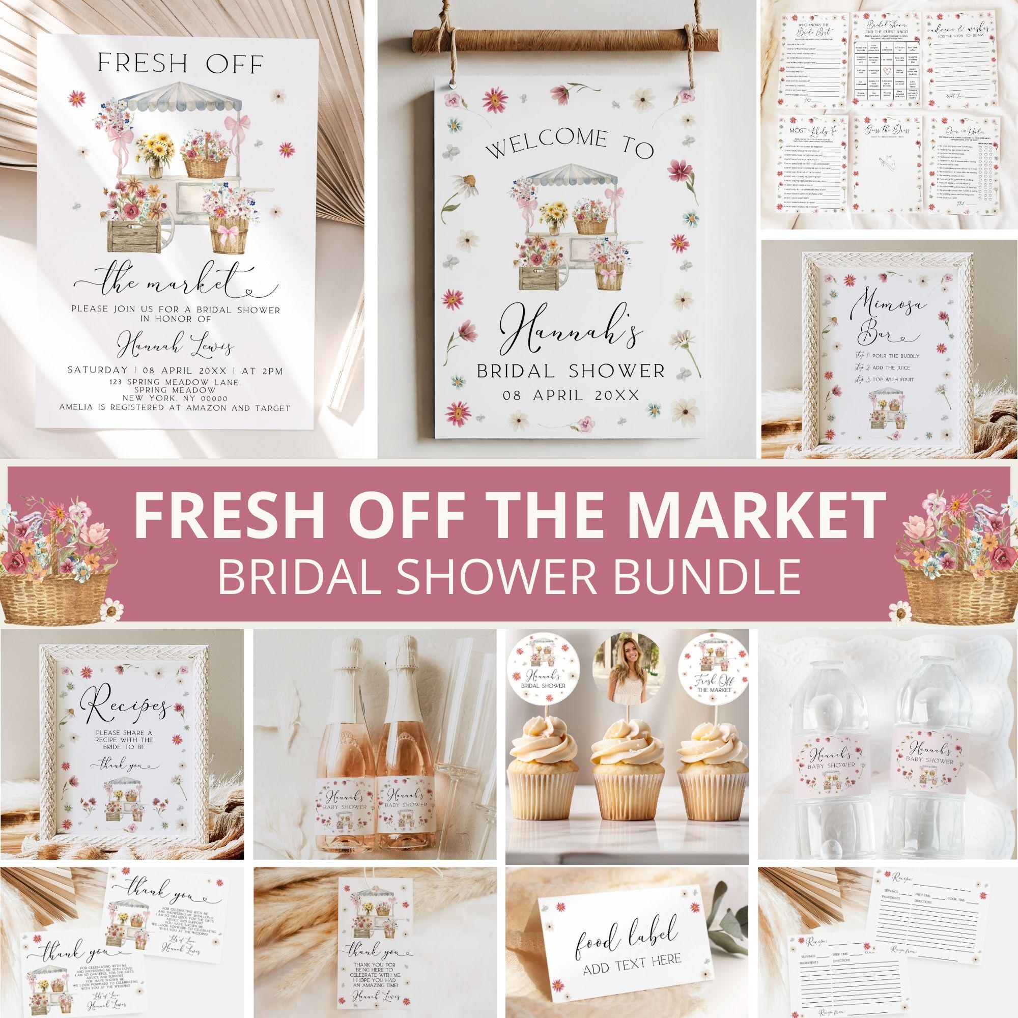 Fresh Off The Market Bridal Shower Bundle, Market Bridal Shower, Farmers Market Bridal Shower, Market Bridal Shower Decor, Canva Template