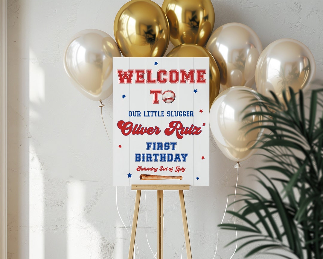 Rookie of the Year Welcome Sign, Baseball Birthday Welcome Sign, Rookie ...