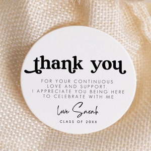 Editable Graduation Thank You Tag, Graduation Favor Tag Printable, Grad Party Sticker Printable, Graduation Thank You Sticker Template