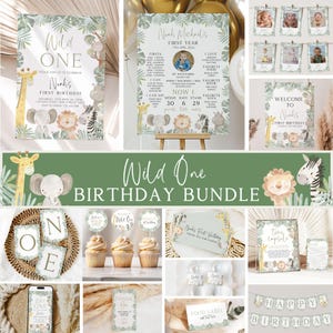 Wild One Birthday Invitation Bundle, Wild One Birthday Decor, Safari Birthday Invitation, Wild One 1st Birthday Bundle, Jungle 1st Birthday