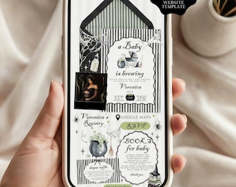 A Baby is Brewing Shower Invitation Website, Halloween Baby Shower, Canva Website (Digital Download)