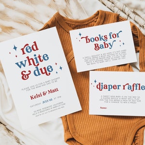 Red White and Due Baby Shower Invitation, 4th of July Baby Shower Invite, 4th July Baby Shower, Patriotic Shower, American Baby Shower