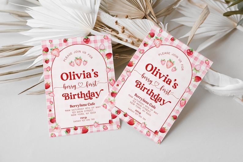 Berry First Birthday Bundle, Strawberry Birthday Bundle, Berry First Birthday Invitation, Berry First Birthday Decor, Berry 1st, Template image 10